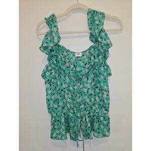 Cabi Beautiful Green Floral Tank Top Blouse Size Small- Preloved